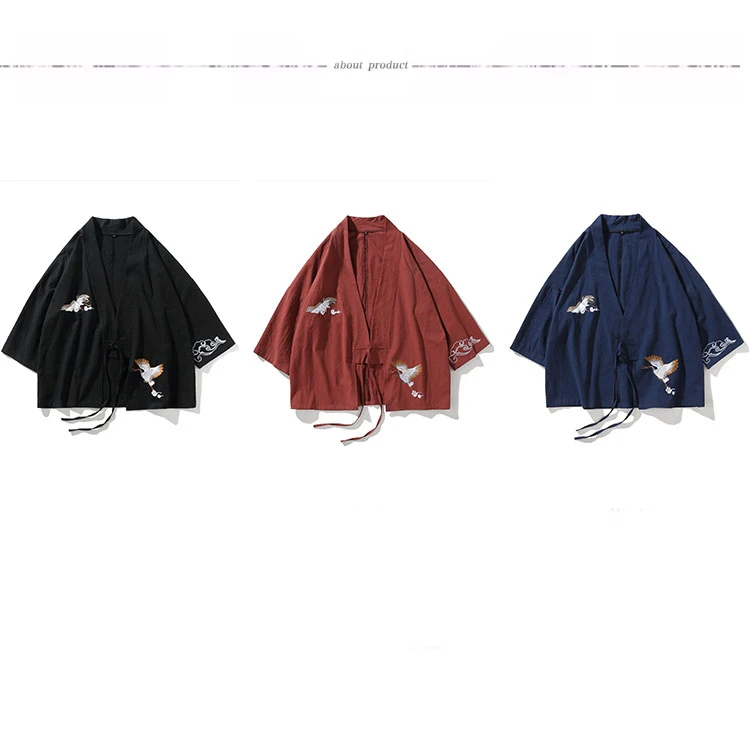Китайский ханьфу ретро пальто, мужской кардиган, необычная вышивка, мужской халат, хлопок, лен, осень, плечо, семь точек, рукав, дзен кардиган