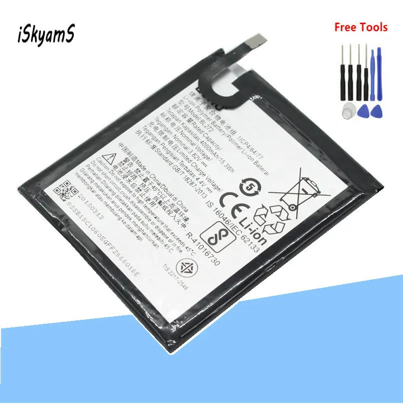 

iSkyamS 1x 4000mAh BL272 High Quality Phone Replacement Battery for Lenovo Vibe K6 Power XT1662 K33A42 Batteries +Tool