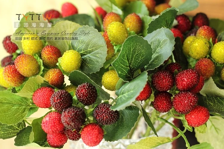 9 головок фруктов, земляника, искусственные фрукты, весло для тутового дерева, украшение для дома, искусственные цветы, реквизит для фотосессии - Цвет: mix colors