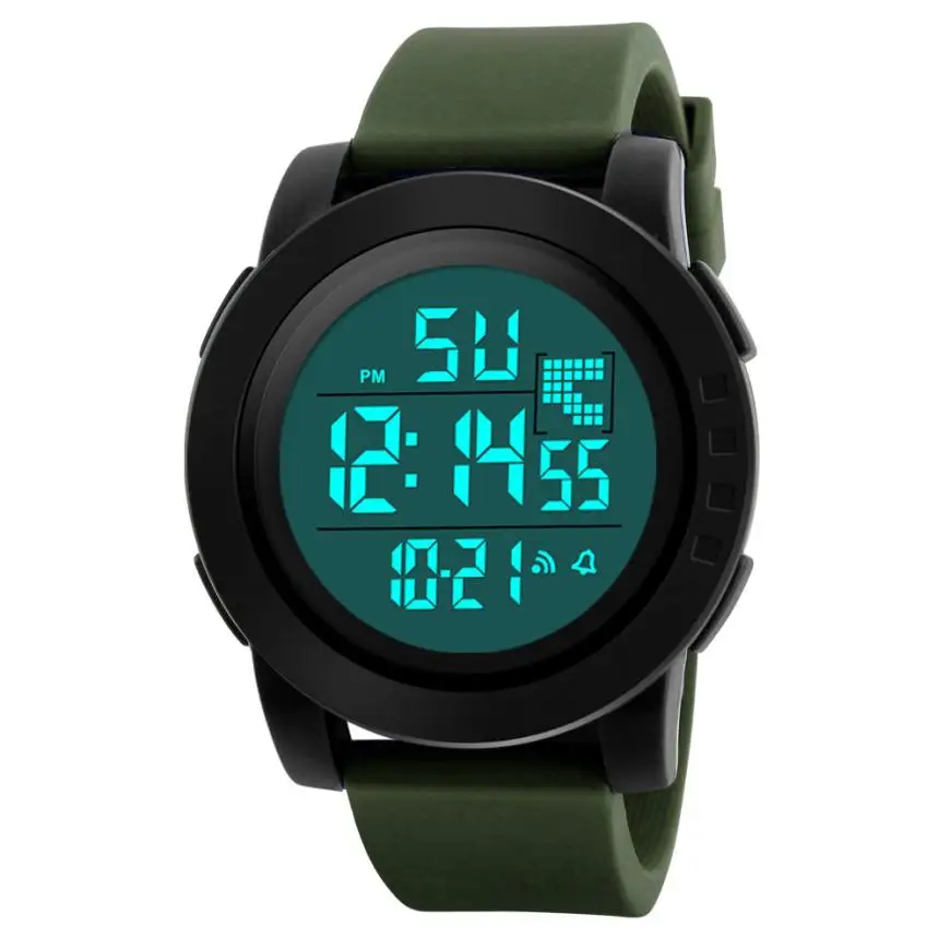 Высококачественный бренд honhx роскошный мужской Аналоговый Цифровой Военный Спортивный светодиодный водонепроницаемый резиновый наручные часы для мужчин reloj deportivo - Цвет: Зеленый