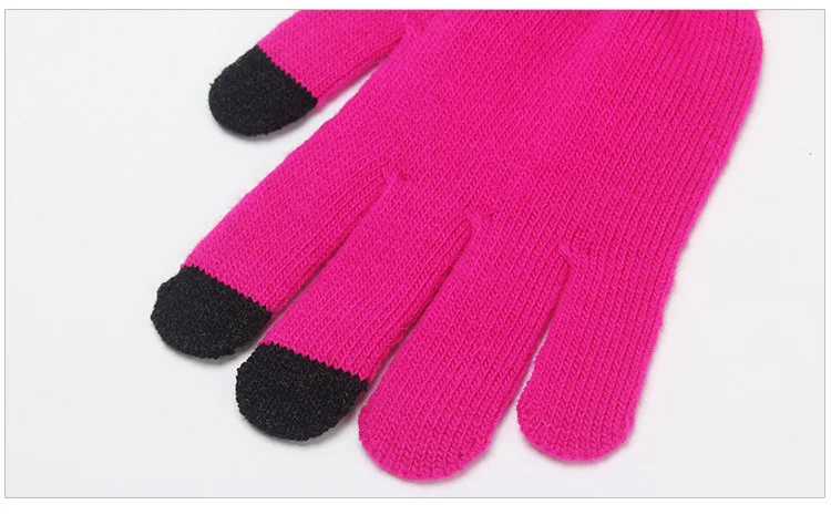 Fashion Female Wool Knitting Touched Screen Gloves Winter Women Warm Full Finger Gloves Stretch Warm Guantes Knit Mitten