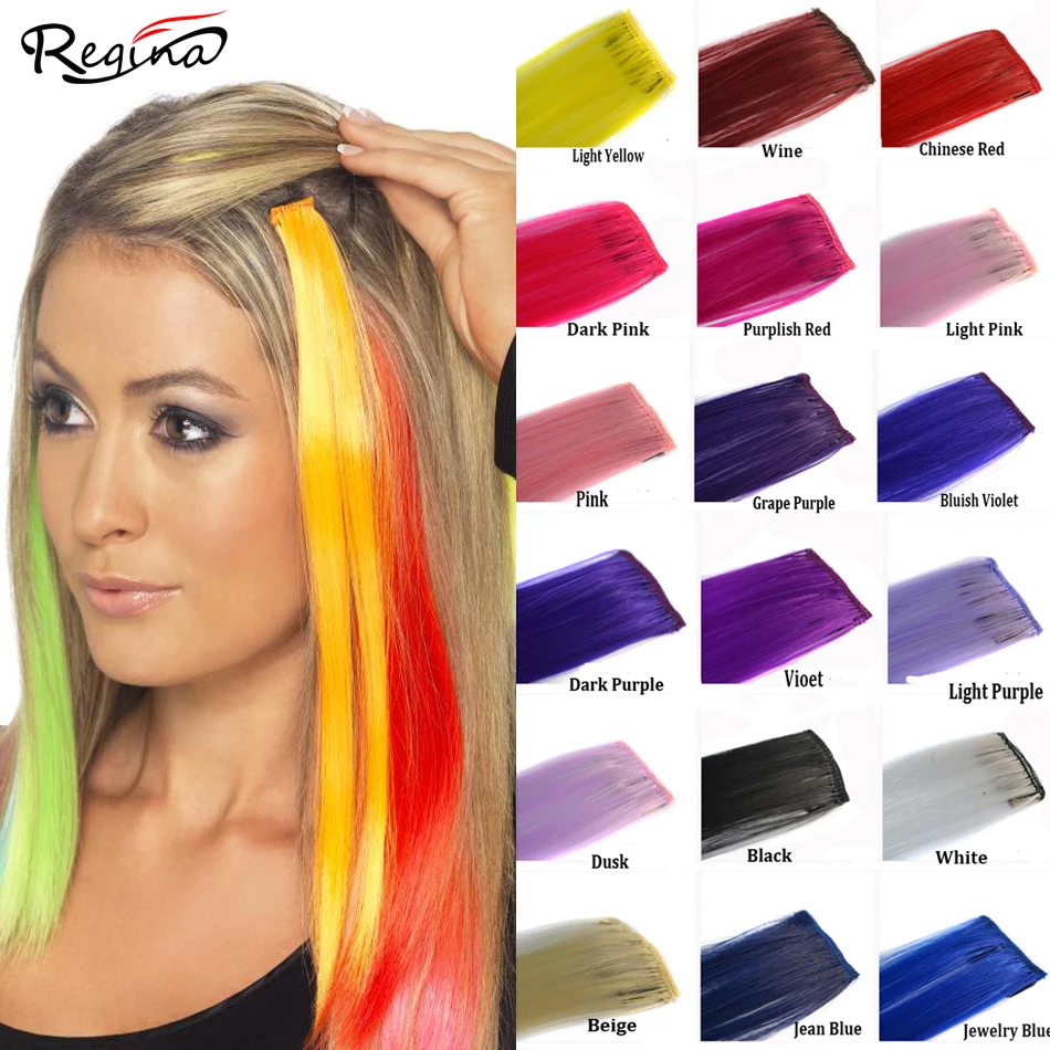 50CM Hairpieces Straight Clip Hair Extensions 30 Colors Synthetic False Hair Style Clip Hair Cosplay Party Hair Piece