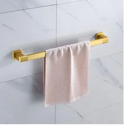 Золотые аксессуары для ванной комнаты, держатель для полотенец, держатель для полотенец, щетка для унитаза, угловая полка для ванной комнаты, набор аксессуаров для ванной комнаты - Цвет: single towel bar