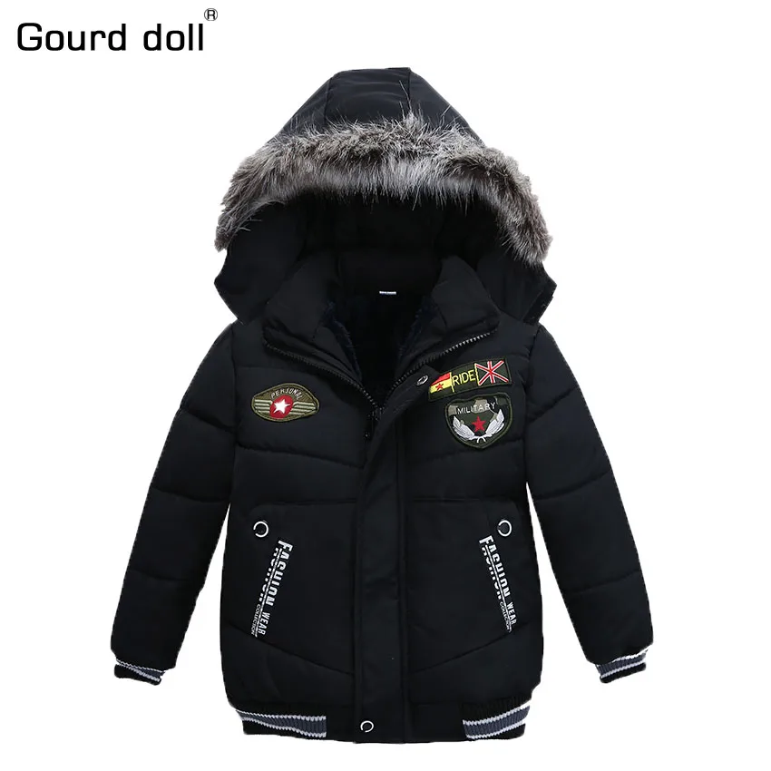 

3-5T New Fashion Patchwork Boys Jacket&Outwear Warm hooded Winter jackets for boy Girls coat Children Winter Clothing Boys Coat