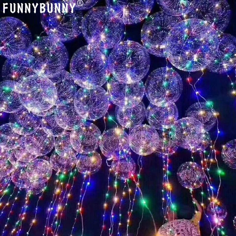 

FUNNYBUNNY 18 Inch 5 PCS Led Light Up BoBo Balloon Flashing Color Fillable Transparent Balloons with Helium Great for Party