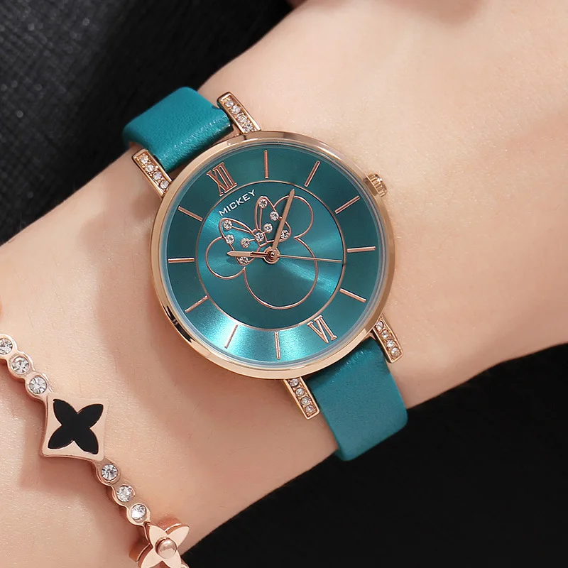

womens watches genuine leather Mickey mouse ladies clocks Disney brand woman wristwatches quartz waterproof Citizen movement