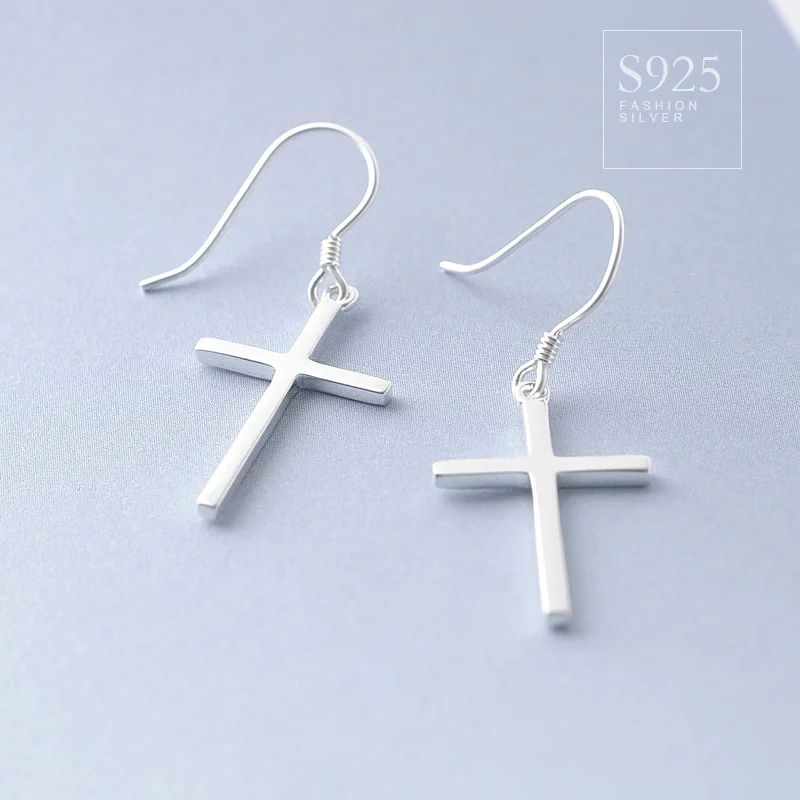 

925 silver Korean version of the influx of cross ear ear jewelry men and women general personality accessories ear hook only