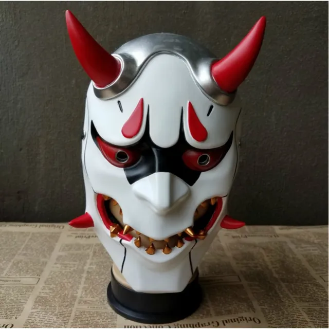 US $39.99  Halloween Overwatch Genji Skin Oni Cosplay Horror Mask Resin Adult Masks Cosplay Party Masquerade P