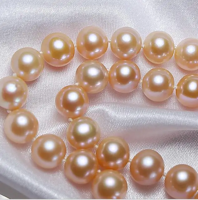 

18"10-11mm natural freshwater pink pearl necklace 925silver