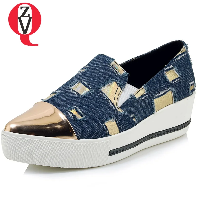 

ZVQ women casual heels 2019 spring new come pointed toe platform wedges mid heel shoes ladies outside walking shoes leisure wear
