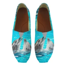 Милые женские слипоны на плоской подошве с изображением животных дельфина; милая парусиновая обувь с пандой для мам; женская обувь без застежки; zapatos mujer; Летние лоферы; кроссовки