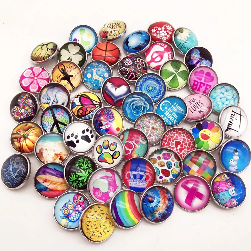 50pcs / lot 18mm snap button charm popper for snap jewelry bracelet