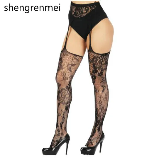 Shengrenmei женские колготки открытые большие размеры пикантные чулки черные