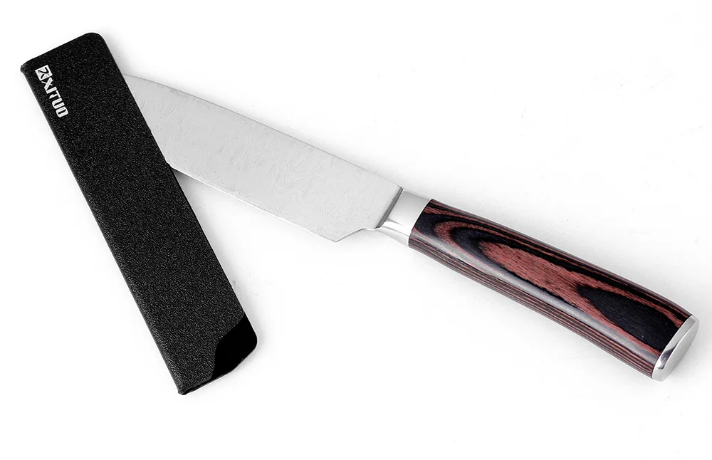 XITUO " 7" " 5" 3," дюймов нож шеф-повара оболочка для нарезки овощей Santoku ножи для очистки овощей 2 шт кухонный нож инструмент в ножнах черный