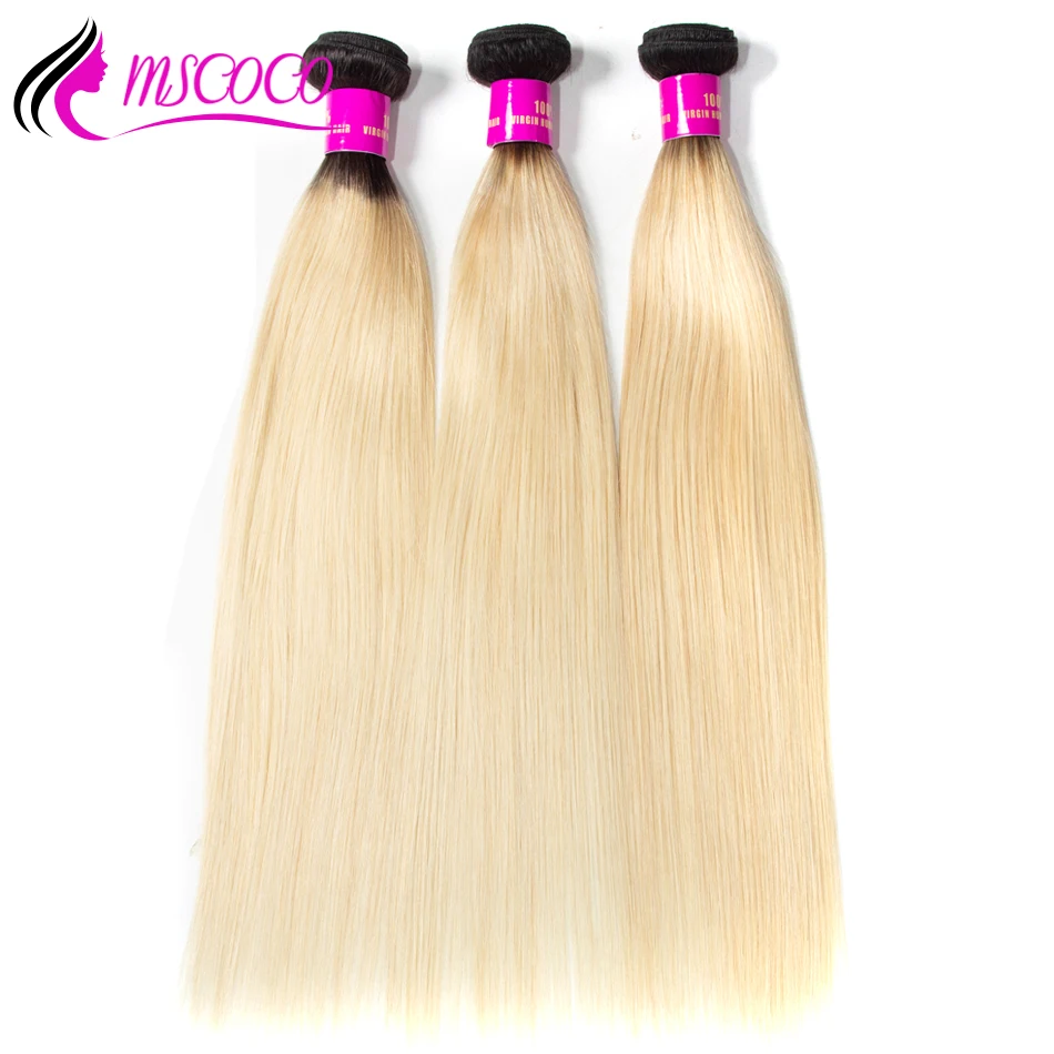 Mscoco-1b-613-Blonde-Brazilian-Straight-Hair-Weave-Bundles-2-Tone-Black ...