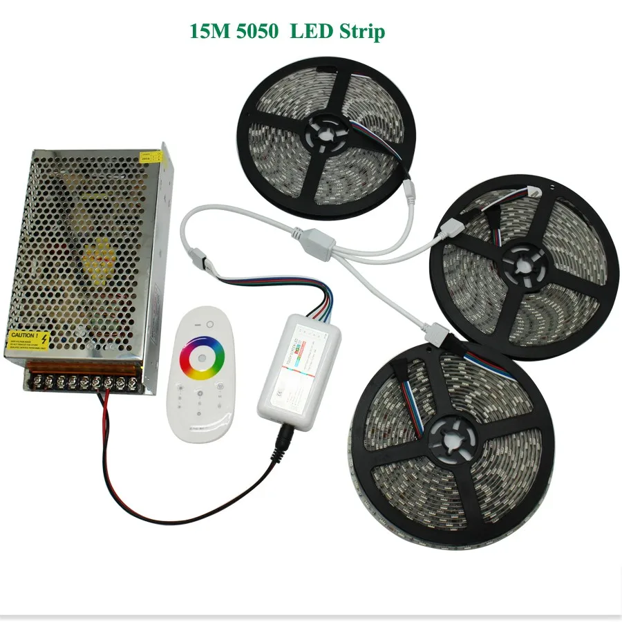 5 м 10 м 15 м 20 м 4 in1 RGBW Светодиодные ленты 5050 SMD DC12V гибкие светодио дный света 60 светодио дный /m + 2,4G РФ Пульт дистанционного управления +