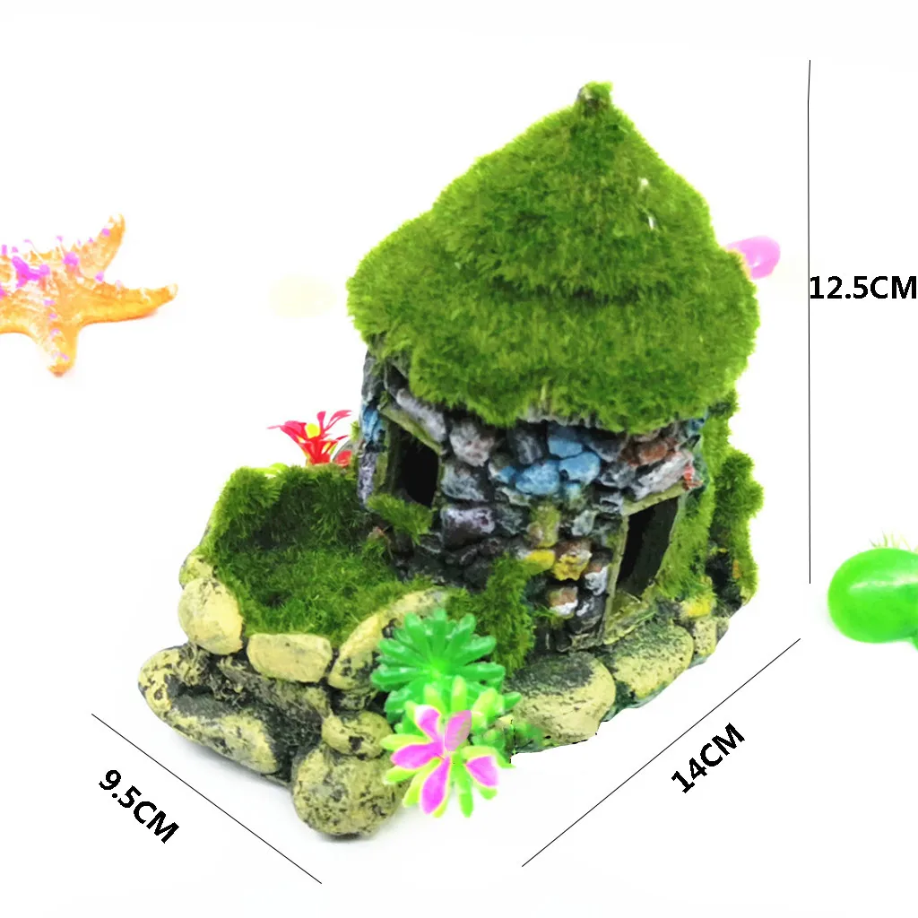 Украшение аквариума яркий аквариум высокого качества украшение для аквариума украшение Dodge House Флокирование Моха маленькое Дерево отверстие L612