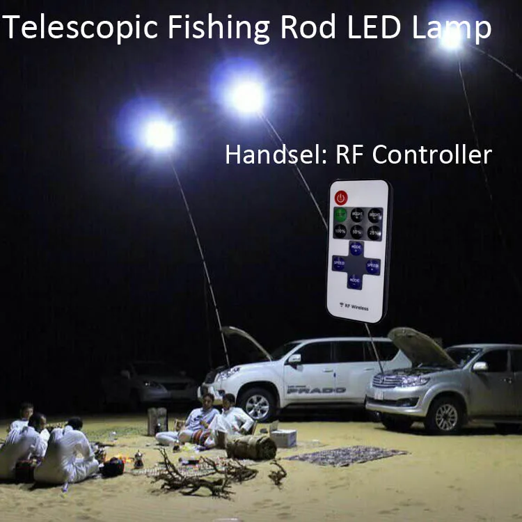 12 В Телескопический светодиодный фонарь для рыбалки, фонарь для кемпинга, белый с ИК-пультом дистанционного управления, 4 м