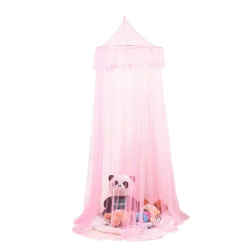 Простая подвесная балдахин детская кровать с противомоскитной сеткой купол играющий пол покрывало противомоскитная для кровати навес от насекомых балдахин палатка - Цвет: Розовый