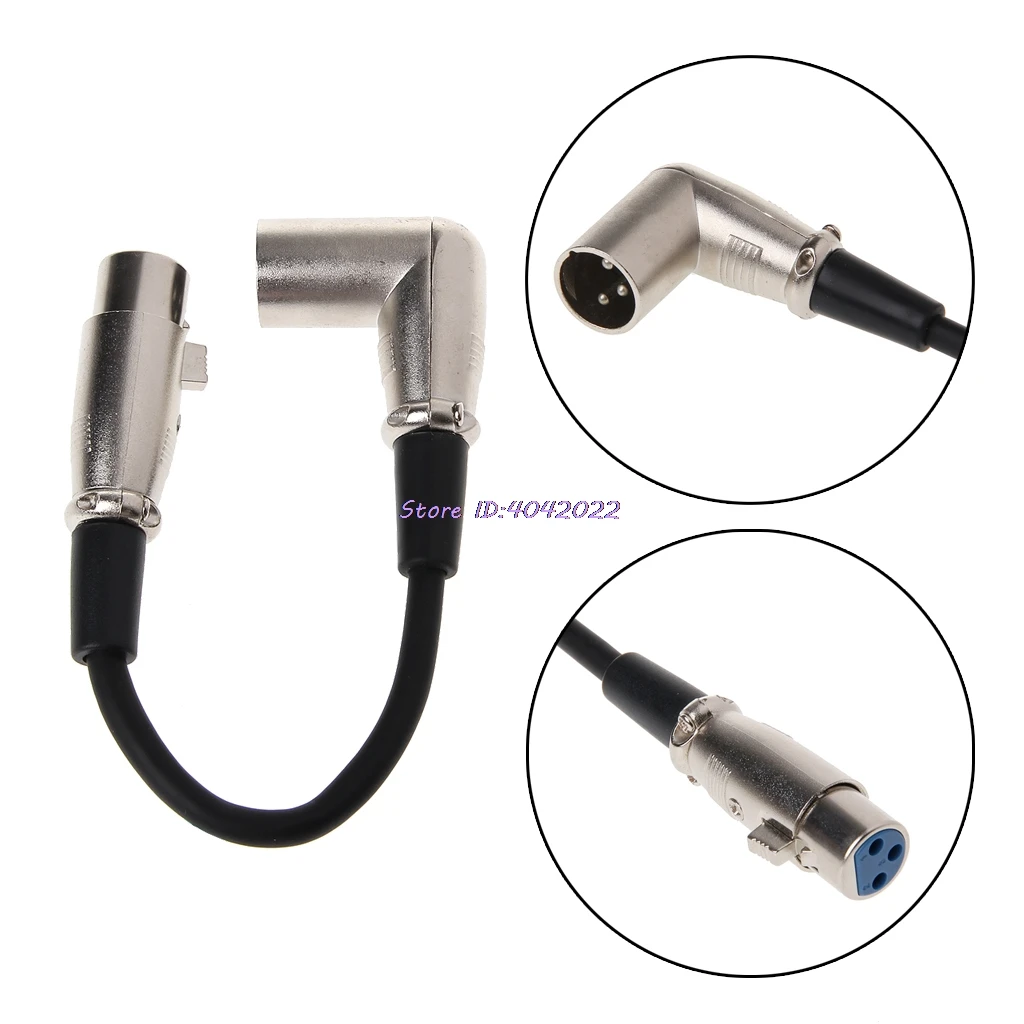 

0 Degree Angled 3-Pin XLR Male To Straight Female Audio Cable Microphone Mixer