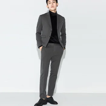 

Smart Casual Business Suit Blazers Men Wedding Suit 2 Pcs (Jacket+Pants) Terno Masculino Notched Lapel Skinny Suit Men 2018