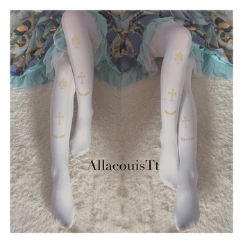 

Santa Saint Lolita women's stockings spring jumpsuit print velvet 120D jumpsuits ironing gold Lolita Day Pantyhose tights