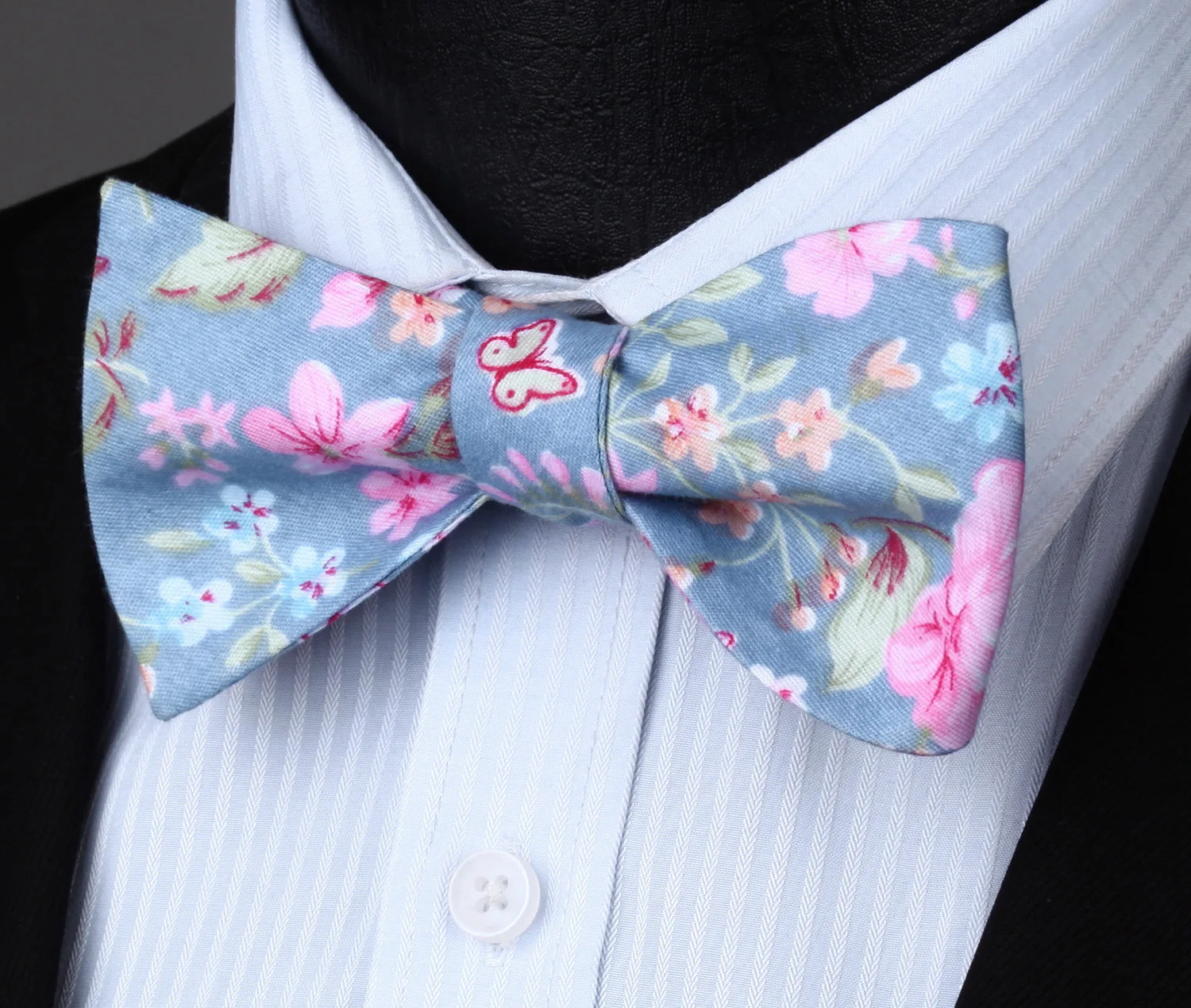 BMF205B Blue Pink Floral Bowtie Men Cotton Party Classic Wedding Self ...