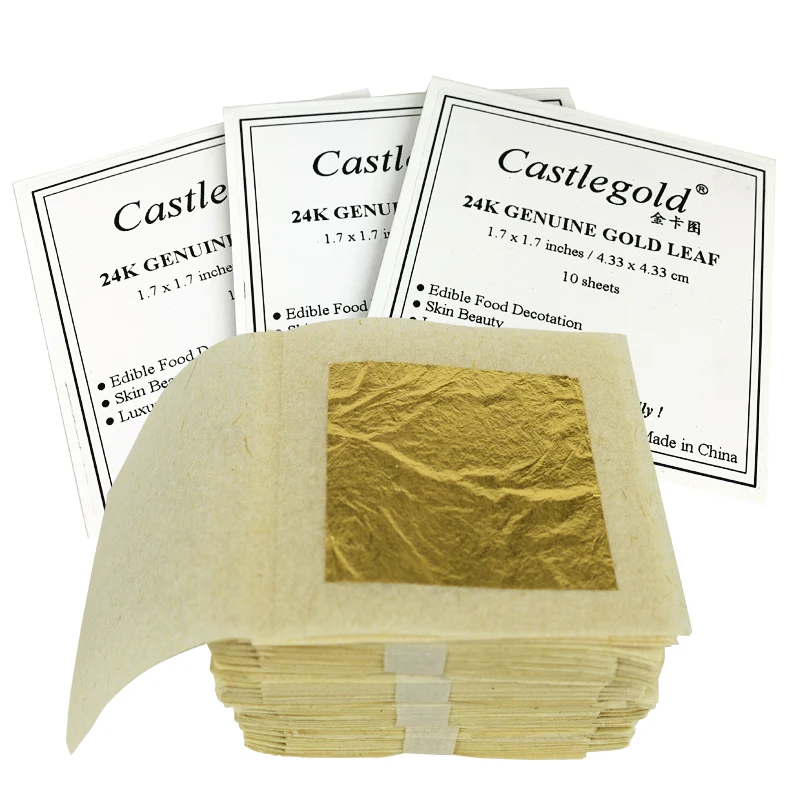 10 Piece 24 K Genuine Gold Leaf Real Edible Gold Foil Sheets Food