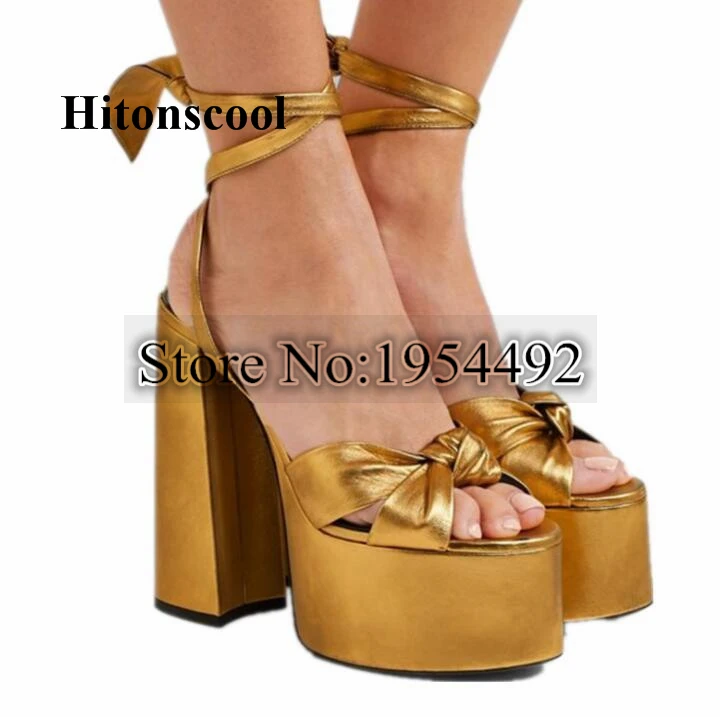 

Golden Women high heels open toe ankle strap heels sandals beautiful women pumps stilettos party dress shoes