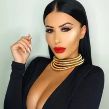 JURAN, 6 цветов, модное, шикарное ожерелье-чокер, 3 слоя, цепочка на цепочке, ожерелье, колье, женское, макси ювелирное изделие