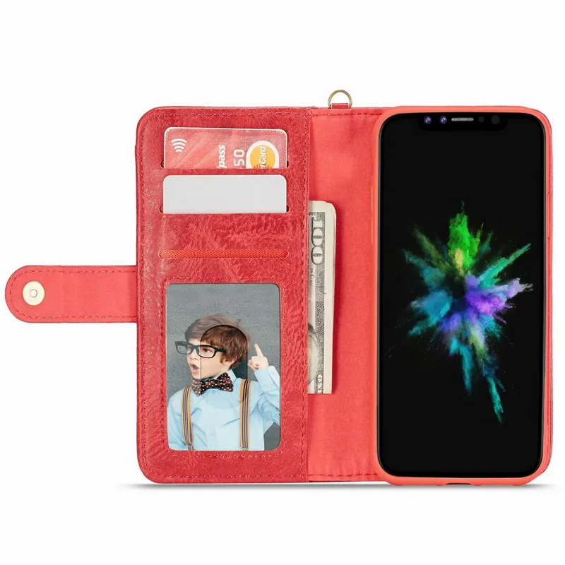 Чехол кошелек для iphone XR XS Max X 8 Plus 7 6 6s чехол 11 Pro откидной съемный кожаный на