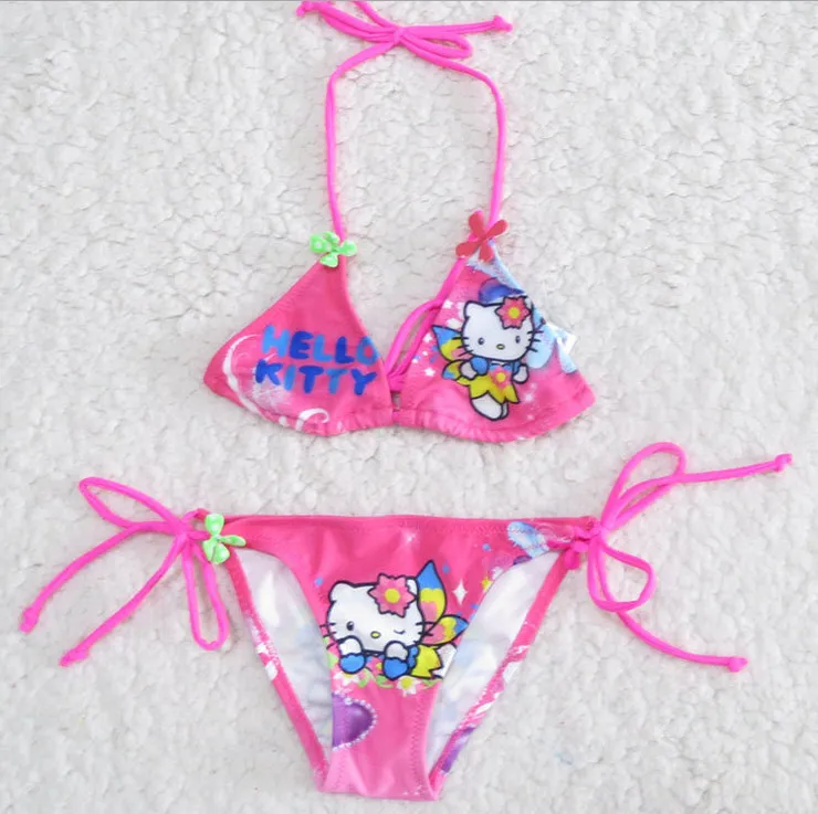 Милый детский купальник hello kitty Новинка 2014 года летний раздельный из двух