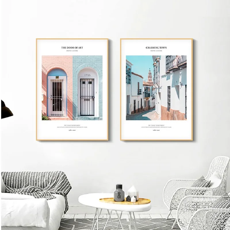 Modern Nordic Inspiring Quotes Charming City Street View Gate Background Art Picture Canvas Posters for Living Room Decor M76 | Дом и сад