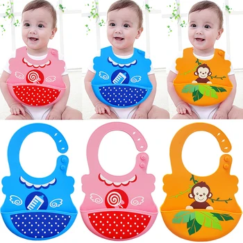

Silicone Waterproof Baby Bibs Burp Cloths Toddler Kids Adjustable Feeding Apron Saliva Bandana Newborn Cartoon Aprons Baby Bibs