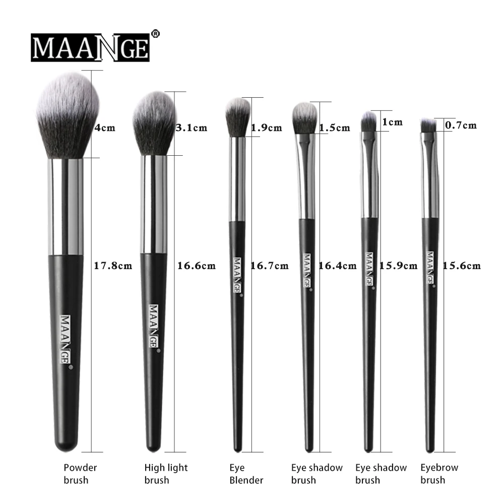 MAANGE 6 Pcs Makeup Brushes Set Blush Foundation Blending Eyebrow Eyeshadow Cosmetic Make Up Tool Kits Protable Makeup Brush