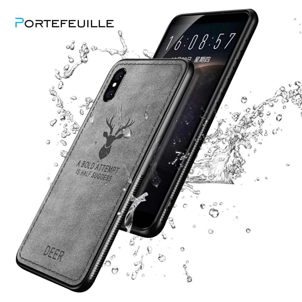 Portefeuille полный защитный для iPhone X XS MAX XR чехол силиконовый край ткани мягкая задняя