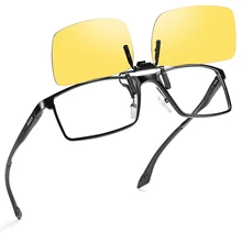 Soxick, Модные поляризованные желтые очки, очки ночного видения для вождения, солнцезащитные очки для мужчин/женщин, металлический зажим, флип-очки
