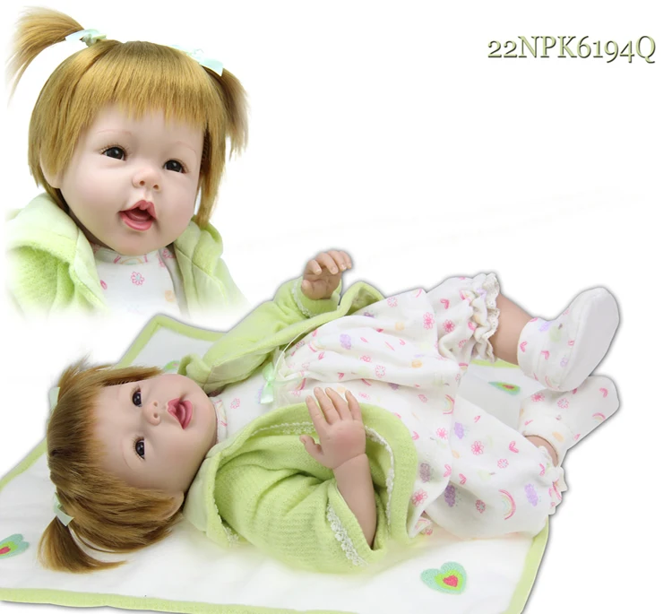 

Golden Hair Realistic Baby Doll Solid Silicone Toy Babydoll Girls Present 22
