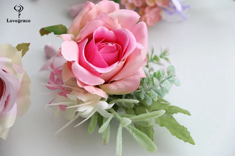 pink wrist corsages bracelet bridal boutonniere wedding flowers  (4)