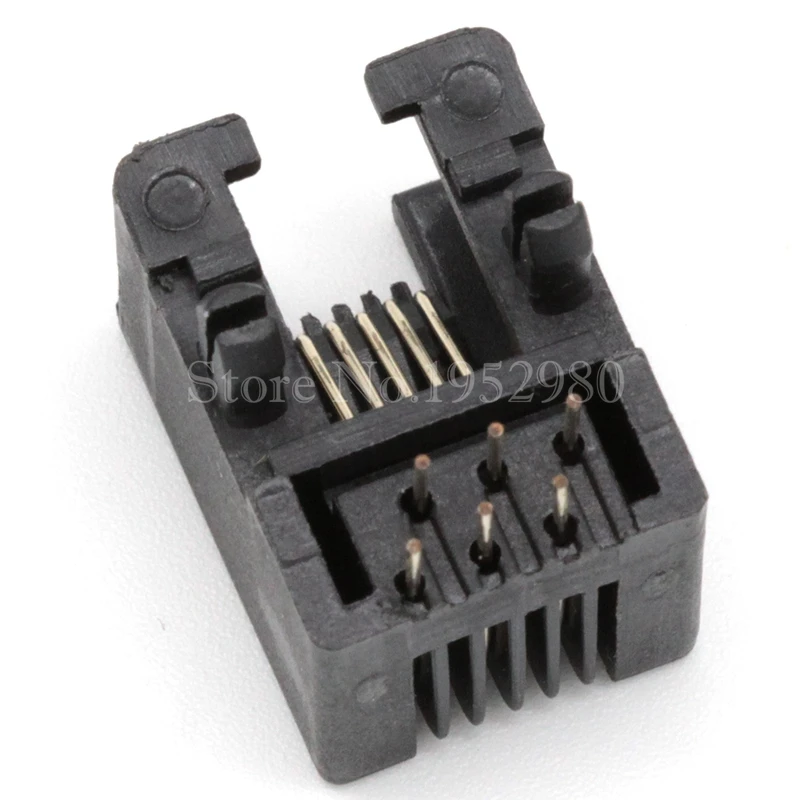

20PCS/LOT RJ12/RJ11 Network Socket 6P6C PCB Mounted Connector Black 6Pins
