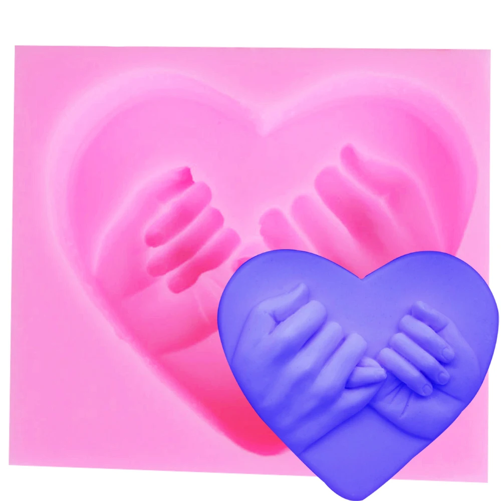 

1PCS 3D Silicone Soap Mold Heart Love Hand in Hand Chocolate Mould Candle Molds