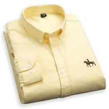 Мужская рубашка в Оксфордском стиле из хлопка размера плюс 4XL, Однотонная рубашка на пуговицах с длинным рукавом высокого качества для деловых мужчин, умная Повседневная рубашка