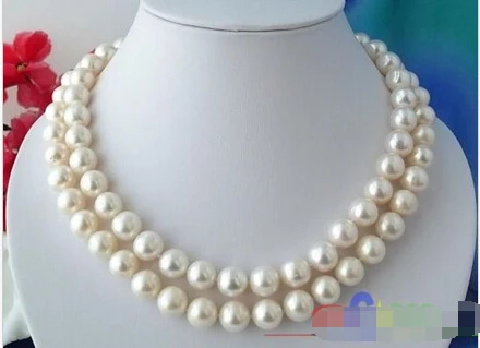 

Free shipping@@@@@ Natural AAA +2ROW 12mm WHITE ROUND fw PEARL NECKLACE MABE