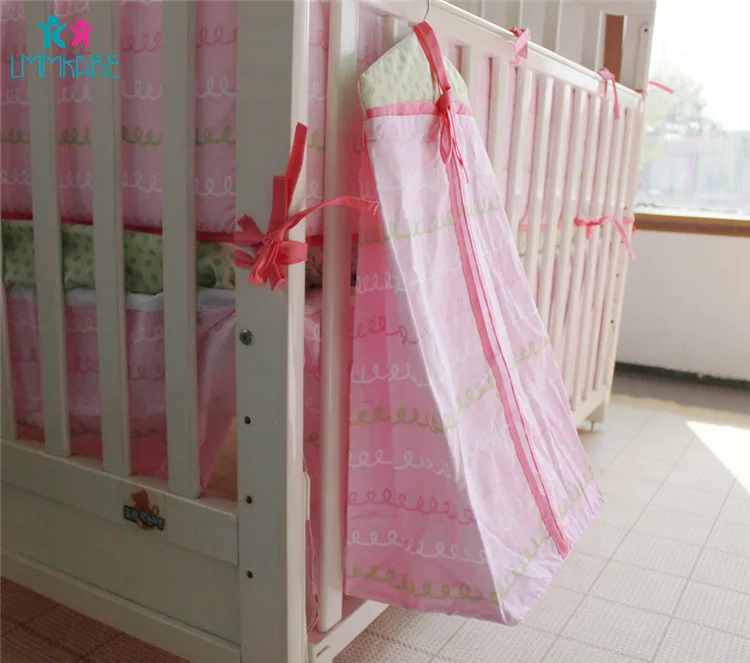 Хлопок, кровать для новорожденных, бамперы, дышащая мягкая детская кроватка, простыня, одеяло, милый розовый милый комплект постельного белья для маленьких девочек - Цвет: Storage bag
