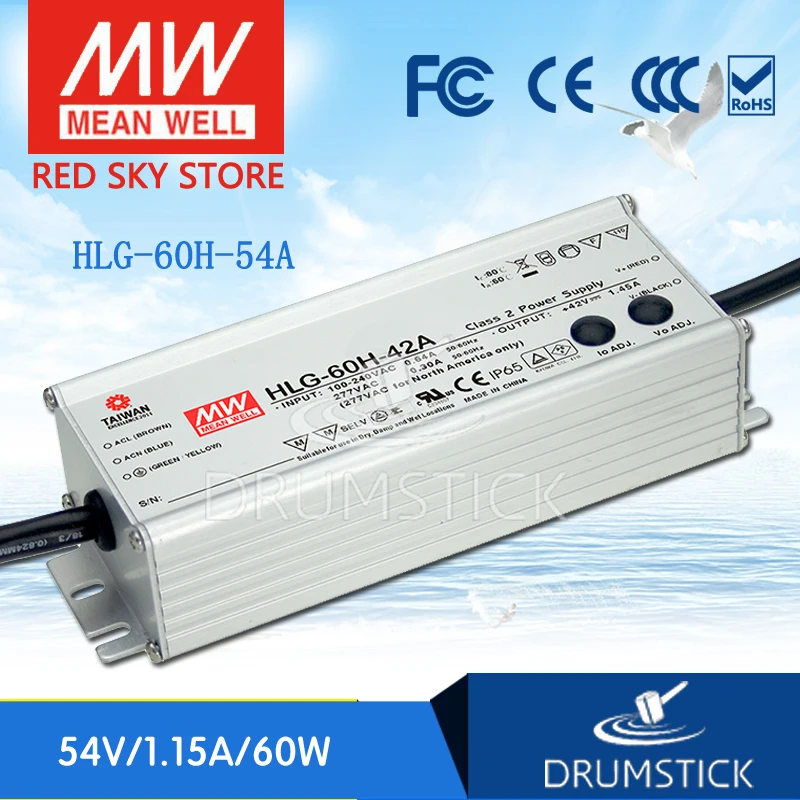 MEAN WELL HLG-60H-54A 54V 1.15A meanwell HLG-60H 62 1 W Светодиодный источник питания с одним выходом |