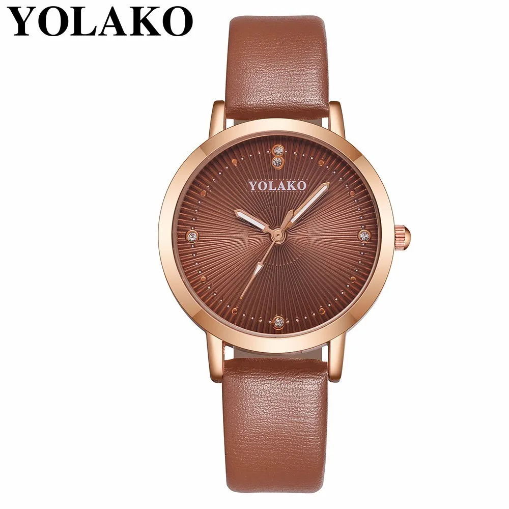 

Leather Band Watch for Women Fashion Casual Female Analog Quartz Wrist Watch Relogio Feminino YOLAKO