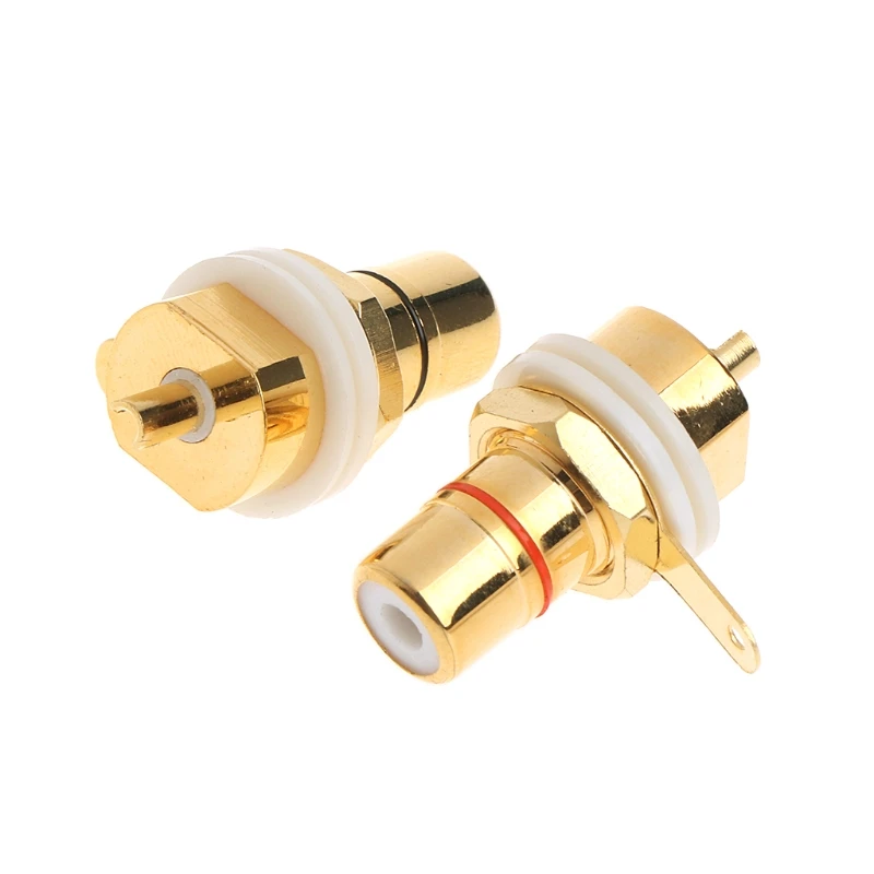 

2 Pcs CMC Gold Plated Copper RCA Female Phono Jack Panel Mount Chassis Connector