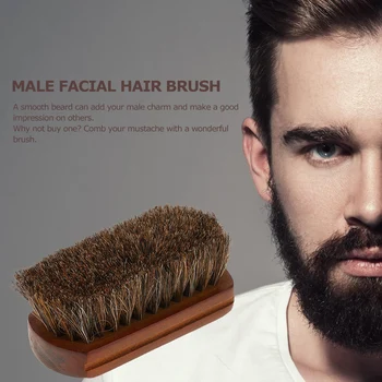 

Men's Beard Brush Horse Hair Mustache Shaving Brush Facial Hair Brush Wooden Handle Hair Removal Tools Face Cleansing Brush