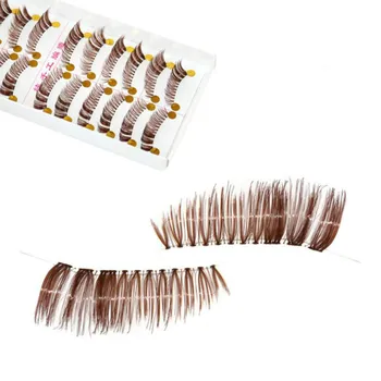 

Wholesale New 1000pairs Hot Makeup False Eyelashes Brown Handmade Natural Long Curl Eye Lashes Eyelash Transparent Plastic Strip