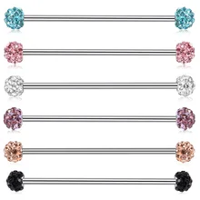 GAGABODY 14G хирургической Сталь штанга фабричного производства для Для женщин Для мужчин пирсинг 35/38/40 мм Хрустальный шар диско-бар